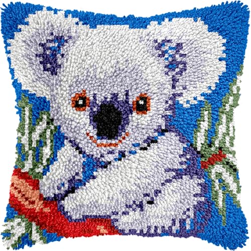 Kitquiver Diy Knüpfen Set Erwachsene Knüpfset Für Teppich Mit Fantasie-Tier-Koala Für Anfänger, Knüpfkissen-Leinwand Für Erwachsene Anfänger 17x17in von Kitquiver