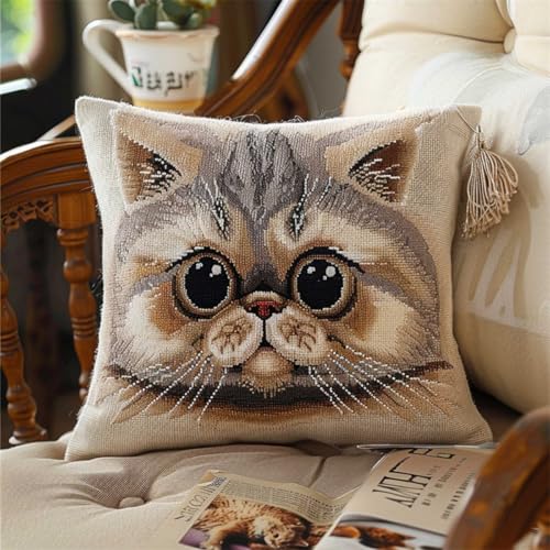 Kitquiver Diy Knüpfstern Cartoon-Katze-Tier Diy-Kissenbezug Mit Gobelin-Stickerei,Kissen-Set Für Die Heimdekoration,Stickset Für Anfänger 17x17In Kitquiver Diy Knüpfstern Cartoon-Katze-Tier Diy-Kissenbezug Mit Gobelin-Stickerei,Kissen-Set Für Die Heimdekoration,Stickset Für Anfänger 17x17In von Kitquiver