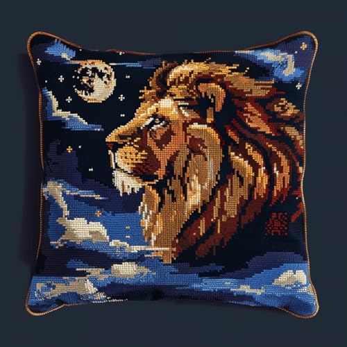 Kitquiver Knüpfkissen Mit Vordruck Fantasie Löwe Und Mond Knüpfhäkel-Set Für Erwachsene Und Anfänger,Stickerei-Häkelset,Diy-Kissenbezug-Sets 17x17In Kitquiver Knüpfkissen Mit Vordruck Fantasie Löwe Und Mond Knüpfhäkel-Set Für Erwachsene Und Anfänger,Stickerei-Häkelset,Diy-Kissenbezug-Sets 17x17In von Kitquiver