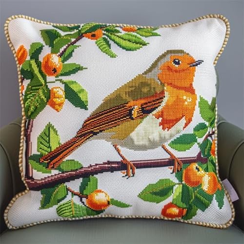 Knüpfen Set Kissen Vogel Knüpfen und Weben Set 43X43cm Knüpfen Handarbeit Set Kissen Bastelset Knüpfen Handwerksset Kissen DIY Bastelset für Anfänger für die Sofa-Heimdekoration von Kitquiver