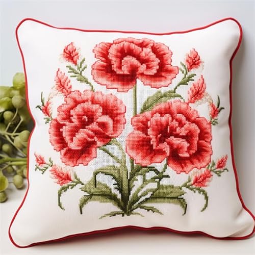 Knüpfkissen Set Blume Knüpfset für Erwachsene (43X43cm) Bastelset Knüpfen Kissen Bastelset Knüpfen Handwerksset Kissen DIY Bastelset für Anfänger für die Sofa-Heimdekoration von Kitquiver