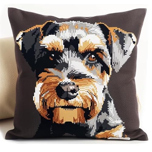 Knüpfkissen Set Hund Knüpffaden Set (43X43cm) Bastelset Knüpfen Kissen Bastelset Knüpfen Handwerksset Kissen DIY Bastelset für Anfänger für die Sofa-Heimdekoration von Kitquiver