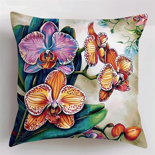 Knüpfkissen Set Orchidee Knüpfen und Weben Set 43X43cm DIY Knüpfen Set Kissen Bastelset Knüpfen Handwerksset Kissen DIY Bastelset für Anfänger für die Sofa-Heimdekoration von Kitquiver