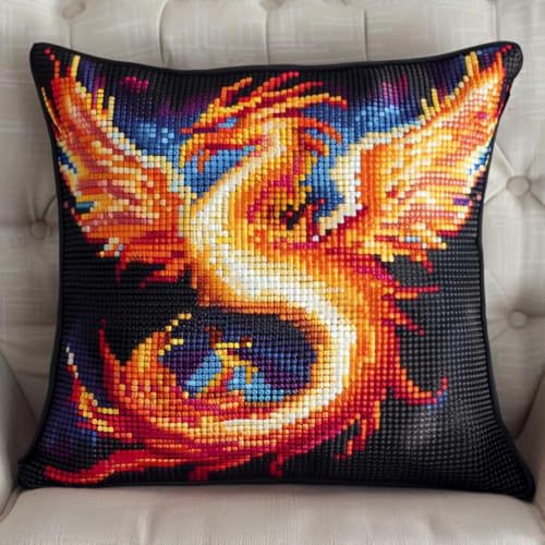Stickpackung Kissen Anime Flamme Phönix Diy-Knüpfhäkel-Set Für Teppiche Und Kissen Auf Leinwand Für Anfänger B 17x17In Stickpackung Kissen Anime Flamme Phönix Diy-Knüpfhäkel-Set Für Teppiche Und Kissen Auf Leinwand Für Anfänger B 17x17In von Kitquiver