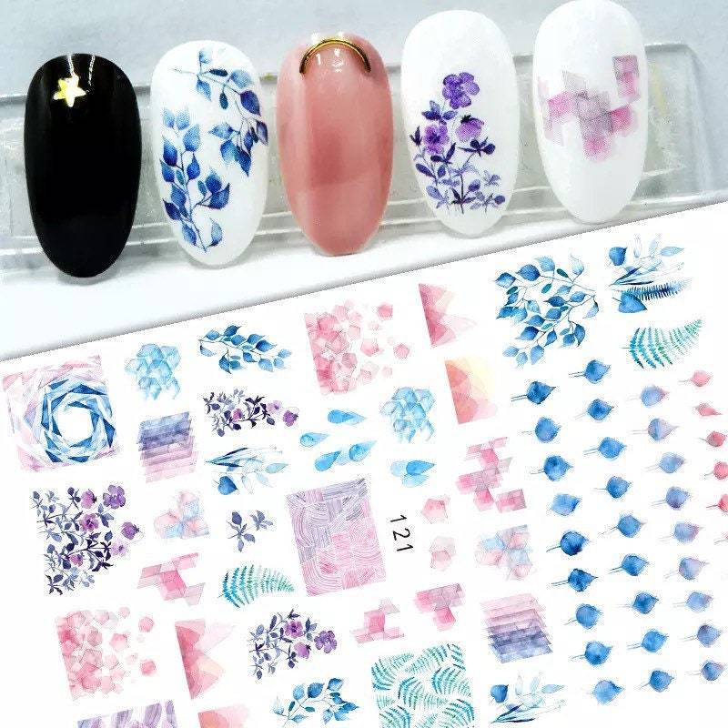 Bunte Blumen Und Pflanzen Nail Art Aufkleber von KitschyNails