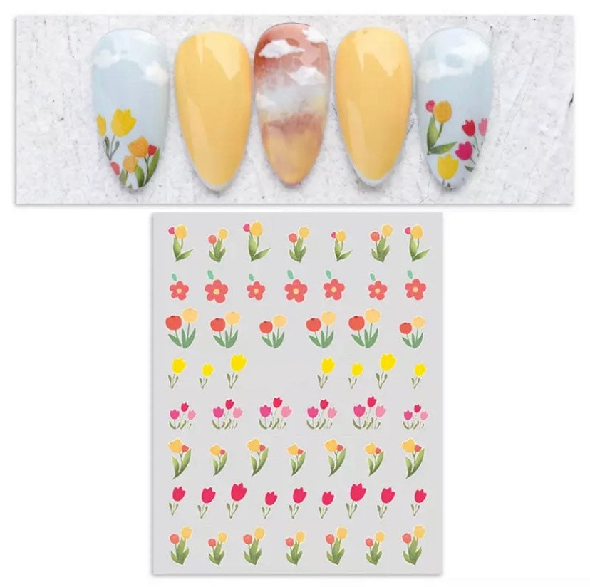 Bunte Tulpen Und Blumen, Nail Art Sticker von KitschyNails