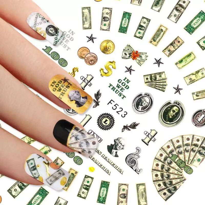 Geld, Dollar 3D Nail Art Aufkleber von KitschyNails