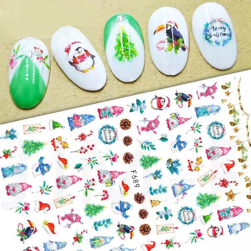 Schneemann, Pinguin Und Weihnachtsbäume, Weihnachten Nail Art Aufkleber von KitschyNails