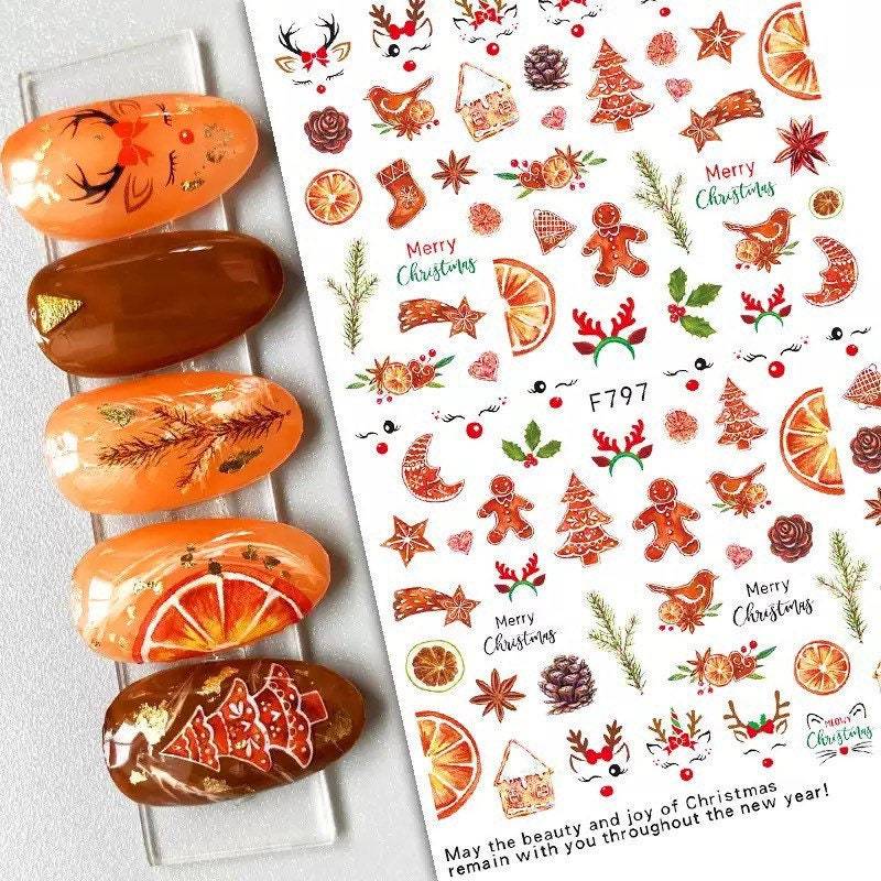 Weihnachten - Lebkuchenmann, Orangenscheiben Und Rentier Nail Art Sticker von KitschyNails