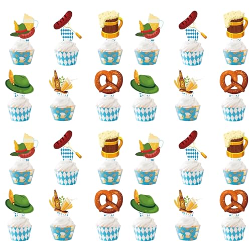 24 Stück Oktoberfest Cake Toppers,Oktoberfest Cupcake Topper,Kuchendeko Für Bayrisch,Oktoberfest Deko,Oktoberfest Party Deko,Für Party Geburtstagsfeier Hochzeitsfeier Kuchendeko,Kiuiom von Kiuiom