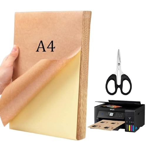 A4 Aufkleber Papier, A4 Kraftpapier Aufkleber, A4 Kraftpapier Selbstklebendes, 25PCS Sticker Papier zum Bedrucken A4 Etiketten Selbstklebend Bedruckbar Kopierpapier Selbstklebendes von Kiuiom