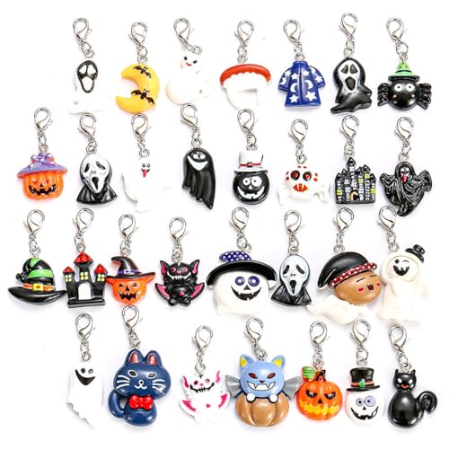 Halloween Flatback Charms, Halloween Handwerk Harz Ornamente, Kürbis Geist Anhänger, 30PCS Halloween Anhänger Halloween Charms Dekoration DIY Handwerk Halloween Schmuck für Craft Making von Kiuiom