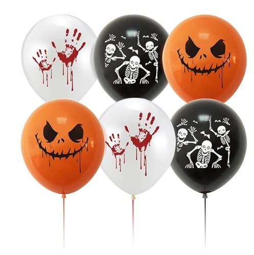 Halloween Party Luftballons,Latex Halloween Luftballons,Halloween Deko Luftballons Mit Muste,Halloween Luftballons,Halloween Ballons,32 Stück,Schwarz Orange Weiß,12 Zoll,Kiuiom von Kiuiom