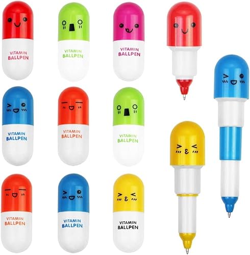 Kapsel Stift, Stifte Pille, Pille Kugelschreiber, 12PCS Kugelschreiber Kreativ Niedliche Stifte Druckkugelschreiber Lustige Stifte Kugelschreiber Kinder Mini Stifte für Schule Büro Zuhaus von Kiuiom