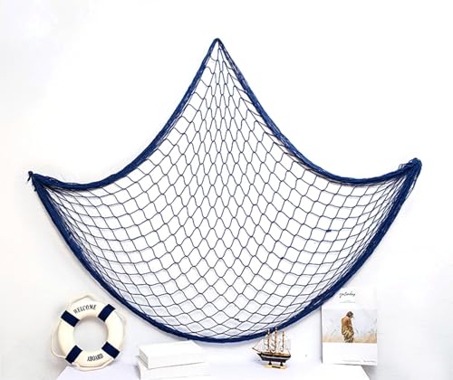 Kiuiom Fischernetz Deko,Fischerei Dekorative,Mediterranen Stil,Fischernetz,Wandbehänge,Maritime Deko für Aufhängen Hintergrund Wohnzimmer Wand Deko Circa 150x200cm(Blau) von Kiuiom