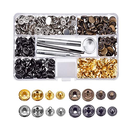 Kleidung Snaps Taste Button,Druckknöpfe Metall,Druckknöpfe Leder,Metall Snaps Knöpfe,60 Sets Schnalle Annähen Fixierwerkzeug Nähzubehör Sewing Craft für Leder Handwerk Brieftasche 12.5mm von Kiuiom