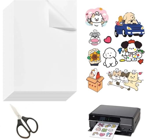 Transparent Selbstklebende Vinylfolie, A4 Aufkleber Papier, Bedruckbare Klebefolie, 20PCS Sticker Papier zum Bedrucken A4 Etiketten Selbstklebend Bedruckbar Kopierpapier Selbstklebendes von Kiuiom