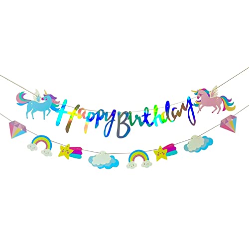 Einhorn Happy Birthday Girlande Geburtstag Banner Geburtstagsdeko MäDchen Junge Baby Kinder Party Deko Kindergeburtstag von Kiuwxduy