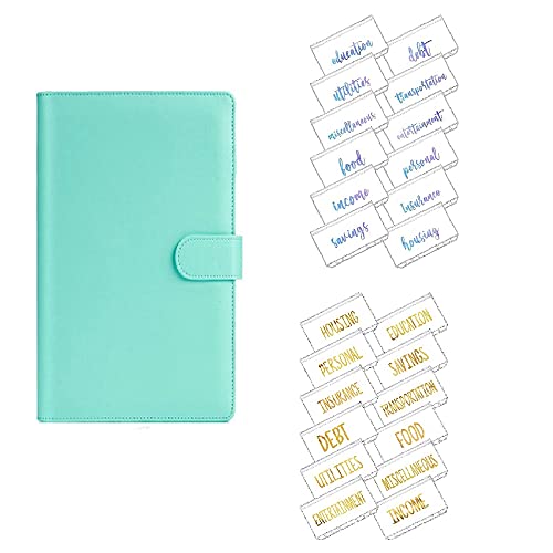 Kivvlbzeq A6 PU Leder Binder Budget Geld UmschläGe Personal Organizer mit 24 Binder ReißVerschluss Ordner für Rechnung Planner GrüN von Kivvlbzeq