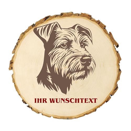 KIWISTAR UG - 14-16 cm Baumscheibe - American Eskimo Dog - Hund - personalisiertes Geschenk individuell selbst gestalten - Name - Holzscheibe mit Wunschtext - Naturholz - Geschenk - Türschild von Kiwistar