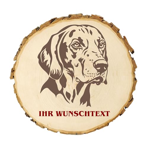 KIWISTAR UG - 14-16 cm Baumscheibe - Amerikanischer Leopardhund - Hund - personalisiertes Geschenk individuell selbst gestalten - Name - Holzscheibe mit Wunschtext - Naturholz - Geschenk - Türschild von Kiwistar