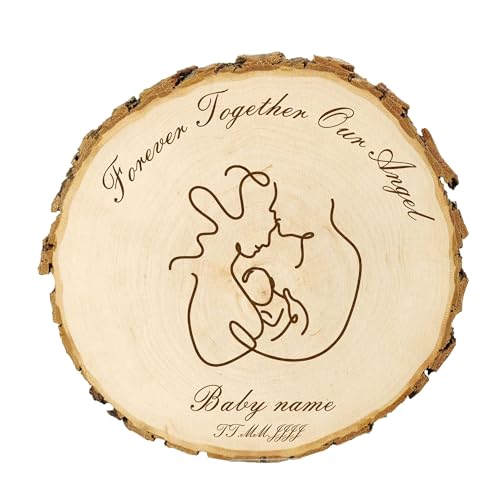 KIWISTAR UG - 14-16 cm Baumscheibe - Baby Geburtsdaten Eltern - personalisiertes Geschenk individuell selbst gestalten - Name - Holzscheibe mit Wunschtext - Naturholz - Geschenk - Türschild von Kiwistar