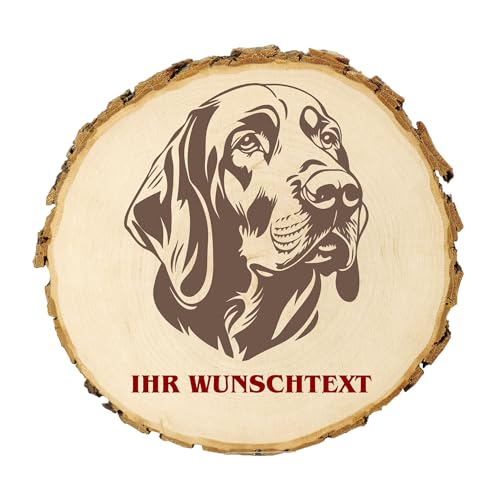 KIWISTAR UG - 14-16 cm Baumscheibe - Bluthund - Hund - personalisiertes Geschenk individuell selbst gestalten - Name - Holzscheibe mit Wunschtext - Naturholz - Geschenk - Türschild von Kiwistar