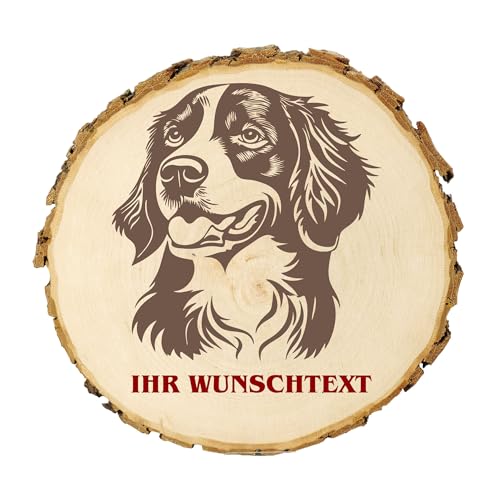 KIWISTAR UG - 14-16 cm Baumscheibe - Bretonischer Spaniel - Hund - personalisiertes Geschenk individuell selbst gestalten - Name - Holzscheibe mit Wunschtext - Naturholz - Geschenk - Türschild von Kiwistar