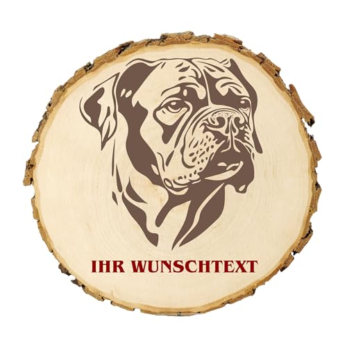 KIWISTAR UG - 14-16 cm Baumscheibe - Bullterrier - Hund - personalisiertes Geschenk individuell selbst gestalten - Name - Holzscheibe mit Wunschtext - Naturholz - Geschenk - Türschild von Kiwistar