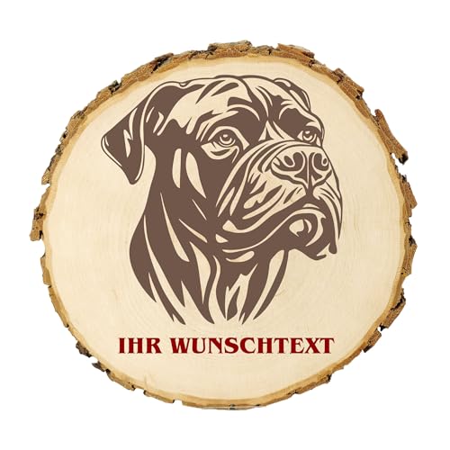 KIWISTAR UG - 14-16 cm Baumscheibe - Dogo Canario - Hund - personalisiertes Geschenk individuell selbst gestalten - Name - Holzscheibe mit Wunschtext - Naturholz - Geschenk - Türschild von Kiwistar