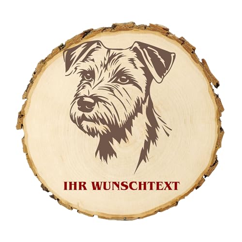 KIWISTAR UG - 14-16 cm Baumscheibe - Drahthaariger Griffon - Hund - personalisiertes Geschenk individuell selbst gestalten - Name - Holzscheibe mit Wunschtext - Naturholz - Geschenk - Türschild von Kiwistar