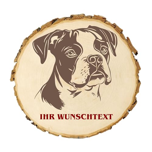 KIWISTAR UG - 14-16 cm Baumscheibe - Englische Bulldogge - Hund - personalisiertes Geschenk individuell selbst gestalten - Name - Holzscheibe mit Wunschtext - Naturholz - Geschenk - Türschild von Kiwistar