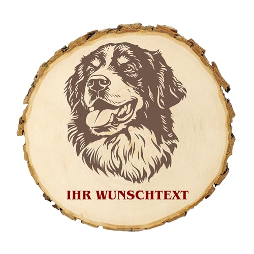 KIWISTAR UG - 14-16 cm Baumscheibe - Estrela-Berghund - Hund - personalisiertes Geschenk individuell selbst gestalten - Name - Holzscheibe mit Wunschtext - Naturholz - Geschenk - Türschild von Kiwistar