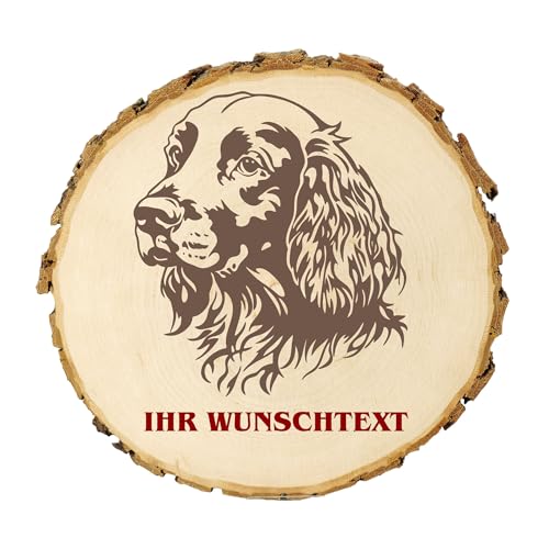 KIWISTAR UG - 14-16 cm Baumscheibe - Gordon Setter - Hund - personalisiertes Geschenk individuell selbst gestalten - Name - Holzscheibe mit Wunschtext - Naturholz - Geschenk - Türschild von Kiwistar