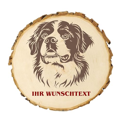 KIWISTAR UG - 14-16 cm Baumscheibe - Holländischer Smoushond - Hund - personalisiertes Geschenk individuell selbst gestalten - Name - Holzscheibe mit Wunschtext - Naturholz - Geschenk - Türschild von Kiwistar