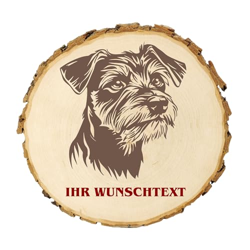 KIWISTAR UG - 14-16 cm Baumscheibe - Jagdterrier - Hund - personalisiertes Geschenk individuell selbst gestalten - Name - Holzscheibe mit Wunschtext - Naturholz - Geschenk - Türschild von Kiwistar