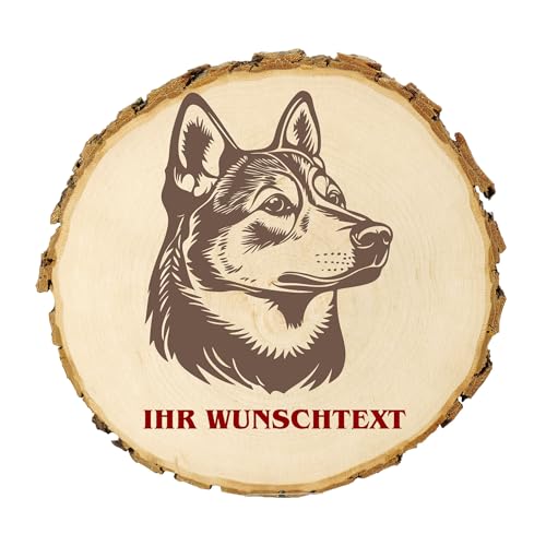 KIWISTAR UG - 14-16 cm Baumscheibe - Japanischer Akita - Hund - personalisiertes Geschenk individuell selbst gestalten - Name - Holzscheibe mit Wunschtext - Naturholz - Geschenk - Türschild von Kiwistar