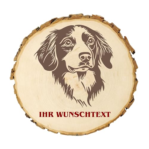 KIWISTAR UG - 14-16 cm Baumscheibe - Kooikerhondje - Hund - personalisiertes Geschenk individuell selbst gestalten - Name - Holzscheibe mit Wunschtext - Naturholz - Geschenk - Türschild von Kiwistar