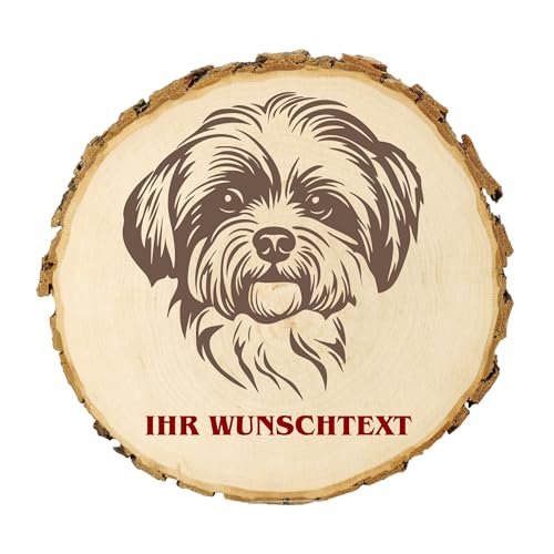 KIWISTAR UG - 14-16 cm Baumscheibe - Malteser - Hund - personalisiertes Geschenk individuell selbst gestalten - Name - Holzscheibe mit Wunschtext - Naturholz - Geschenk - Türschild von Kiwistar