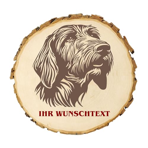 KIWISTAR UG - 14-16 cm Baumscheibe - Otterhound - Hund - personalisiertes Geschenk individuell selbst gestalten - Name - Holzscheibe mit Wunschtext - Naturholz - Geschenk - Türschild von Kiwistar