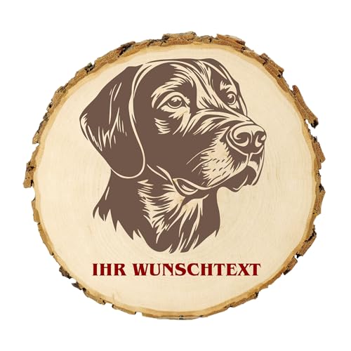 KIWISTAR UG - 14-16 cm Baumscheibe - Pudelpointer - Hund - personalisiertes Geschenk individuell selbst gestalten - Name - Holzscheibe mit Wunschtext - Naturholz - Geschenk - Türschild von Kiwistar