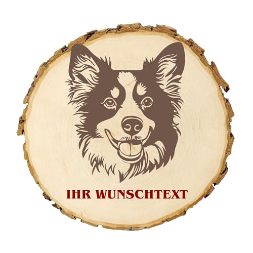 KIWISTAR UG - 14-16 cm Baumscheibe - Russischer Toy Terrier - Hund - personalisiertes Geschenk individuell selbst gestalten - Name - Holzscheibe mit Wunschtext - Naturholz - Geschenk - Türschild von Kiwistar