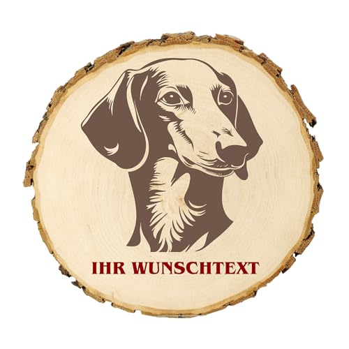 KIWISTAR UG - 14-16 cm Baumscheibe - Saluki - Hund - personalisiertes Geschenk individuell selbst gestalten - Name - Holzscheibe mit Wunschtext - Naturholz - Geschenk - Türschild von Kiwistar