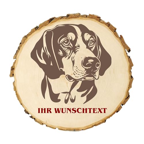 KIWISTAR UG - 14-16 cm Baumscheibe - Serbischer Tricolor - Hund - personalisiertes Geschenk individuell selbst gestalten - Name - Holzscheibe mit Wunschtext - Naturholz - Geschenk - Türschild von Kiwistar