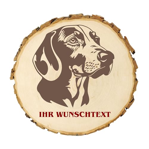 KIWISTAR UG - 14-16 cm Baumscheibe - Tiroler Bracke - Hund - personalisiertes Geschenk individuell selbst gestalten - Name - Holzscheibe mit Wunschtext - Naturholz - Geschenk - Türschild von Kiwistar