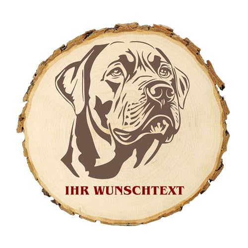 KIWISTAR UG - 14-16 cm Baumscheibe - Tosa - Hund - personalisiertes Geschenk individuell selbst gestalten - Name - Holzscheibe mit Wunschtext - Naturholz - Geschenk - Türschild von Kiwistar