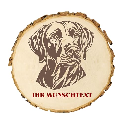 KIWISTAR UG - 14-16 cm Baumscheibe - Weimaraner - Hund - personalisiertes Geschenk individuell selbst gestalten - Name - Holzscheibe mit Wunschtext - Naturholz - Geschenk - Türschild von Kiwistar