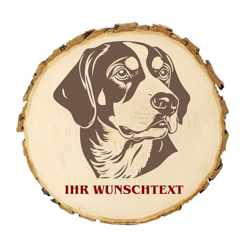 KIWISTAR UG - 21-24 cm Baumscheibe - Amerikanischer Foxhound - Hund - personalisiertes Geschenk individuell selbst gestalten - Name - Holzscheibe mit Wunschtext - Naturholz - Geschenk - Türschild von Kiwistar