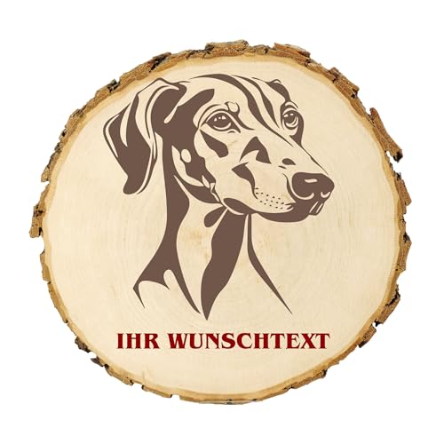 KIWISTAR UG - 21-24 cm Baumscheibe - Azawakh - Hund - personalisiertes Geschenk individuell selbst gestalten - Name - Holzscheibe mit Wunschtext - Naturholz - Geschenk - Türschild von Kiwistar