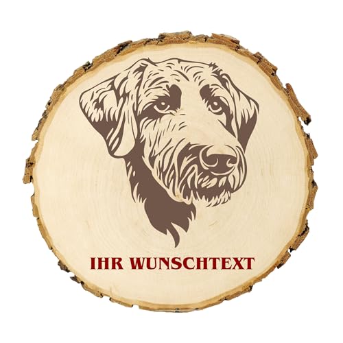 KIWISTAR UG - 21-24 cm Baumscheibe - Bedlington Terrier - Hund - personalisiertes Geschenk individuell selbst gestalten - Name - Holzscheibe mit Wunschtext - Naturholz - Geschenk - Türschild von Kiwistar